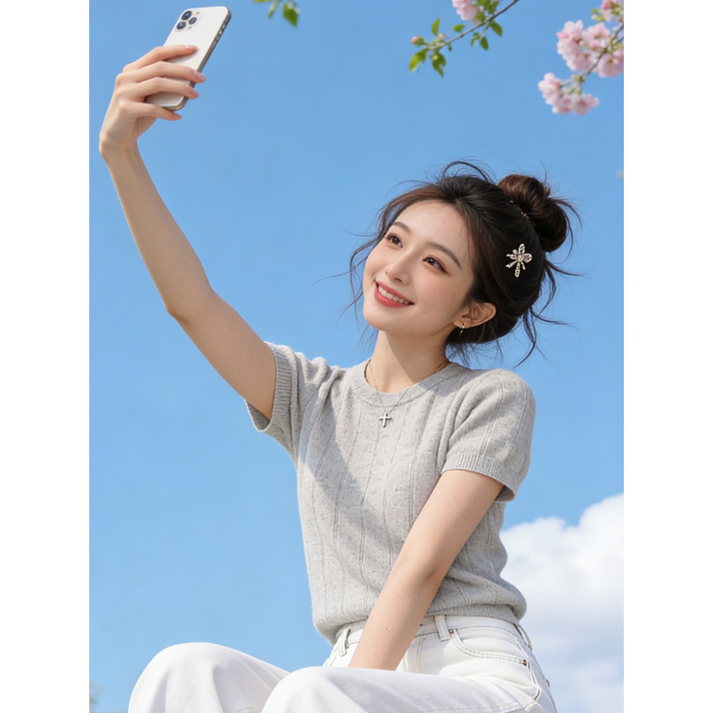 透氣休閑短袖女夏季圓領通勤2026年新款百搭針織款高級感氣質上衣