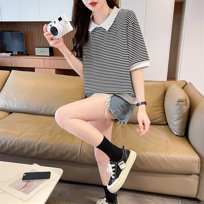 實拍炸街抖音質量棉質短袖t恤女夏潮新款上衣大碼女裝