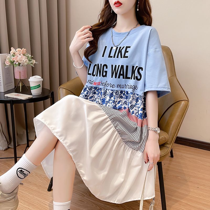 FA36568# 炸街潮流韩版棉质女夏季薄款潮短袖上衣T恤大款女连衣裙 服裝批發女裝批發服飾貨源