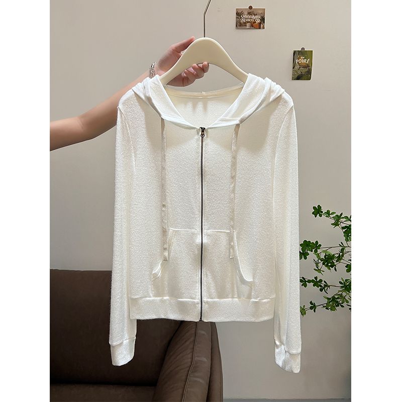 MY14490#  原版质量冷淡系小个子开衫口袋拉链连帽外套女秋季女裝貨源...