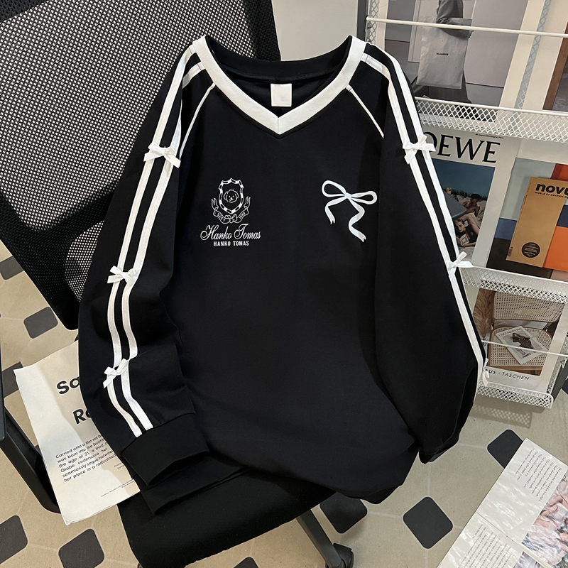 MY14484# 华棉复天鹅绒特大码300斤蝴蝶结拼接加绒加厚卫衣女秋冬女...