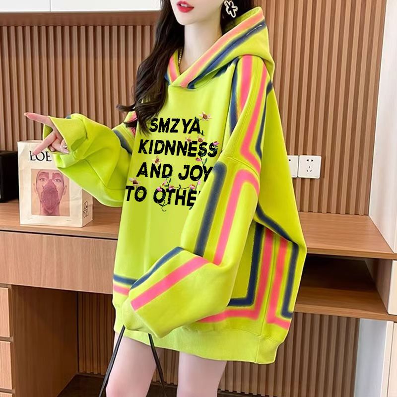 MY14628# 仿华棉复合银狐绒/后包领/中长款爆款加绒连帽卫衣女女裝貨...