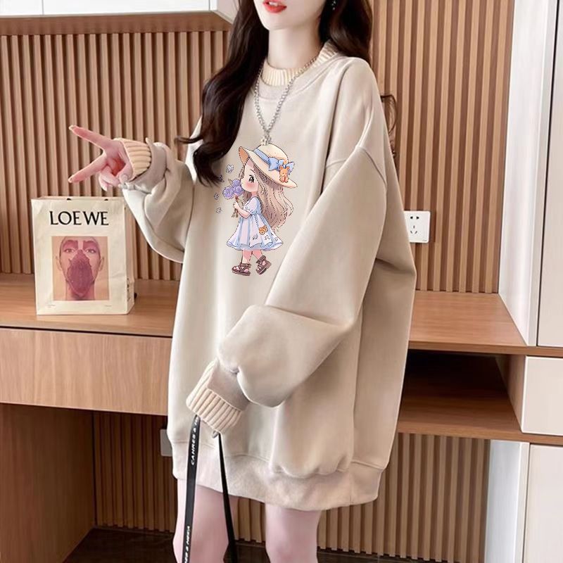 MY14626# 仿华棉复合银狐绒/后包领/全件压线/整件烫爆款加绒卫衣女...