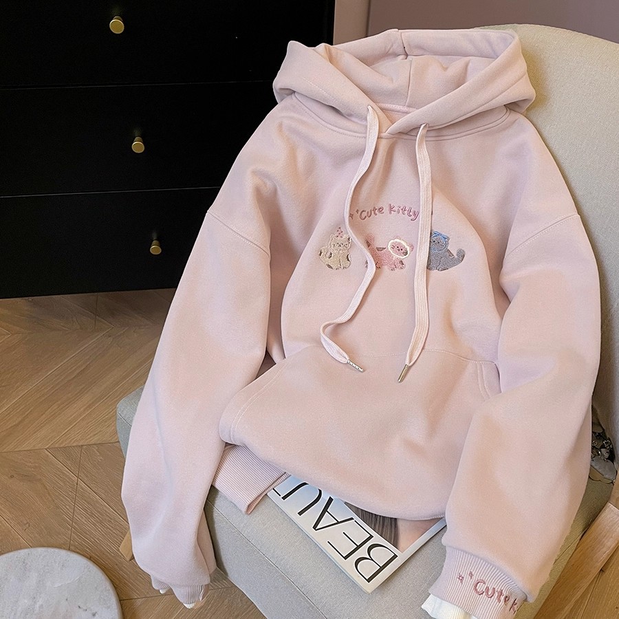 MY15667# 华棉棒球服新款连帽上衣大码学院风复古宽松卫衣女女裝貨源服...