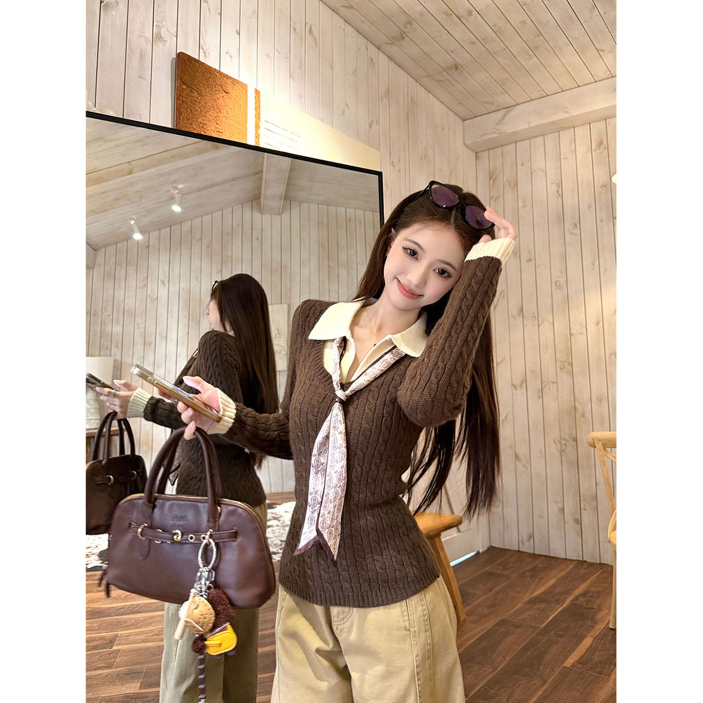 MY16663# 安迪绒两条毛  Polo领针织衫毛衣女女裝貨源服裝批發