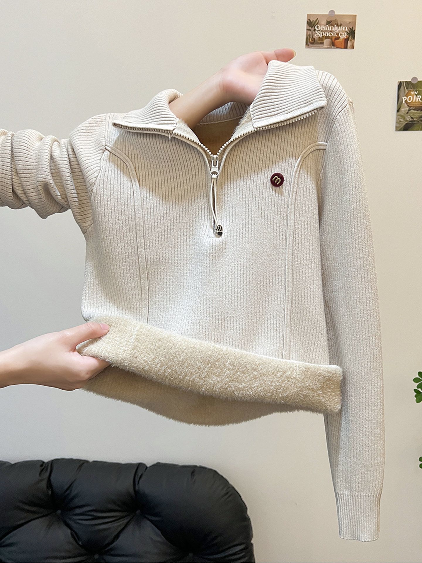 MY16662# 包芯纱坎貂绒 天猫品质 半高领拉链针织毛衣女女裝貨源服裝...