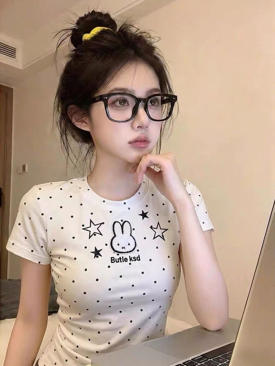 三本針+印花40支奧代爾210克純棉短袖T恤女
