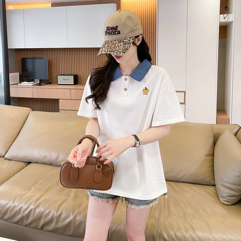 實拍純棉炸街抖音質量短袖t恤女潮新款上衣大碼女裝