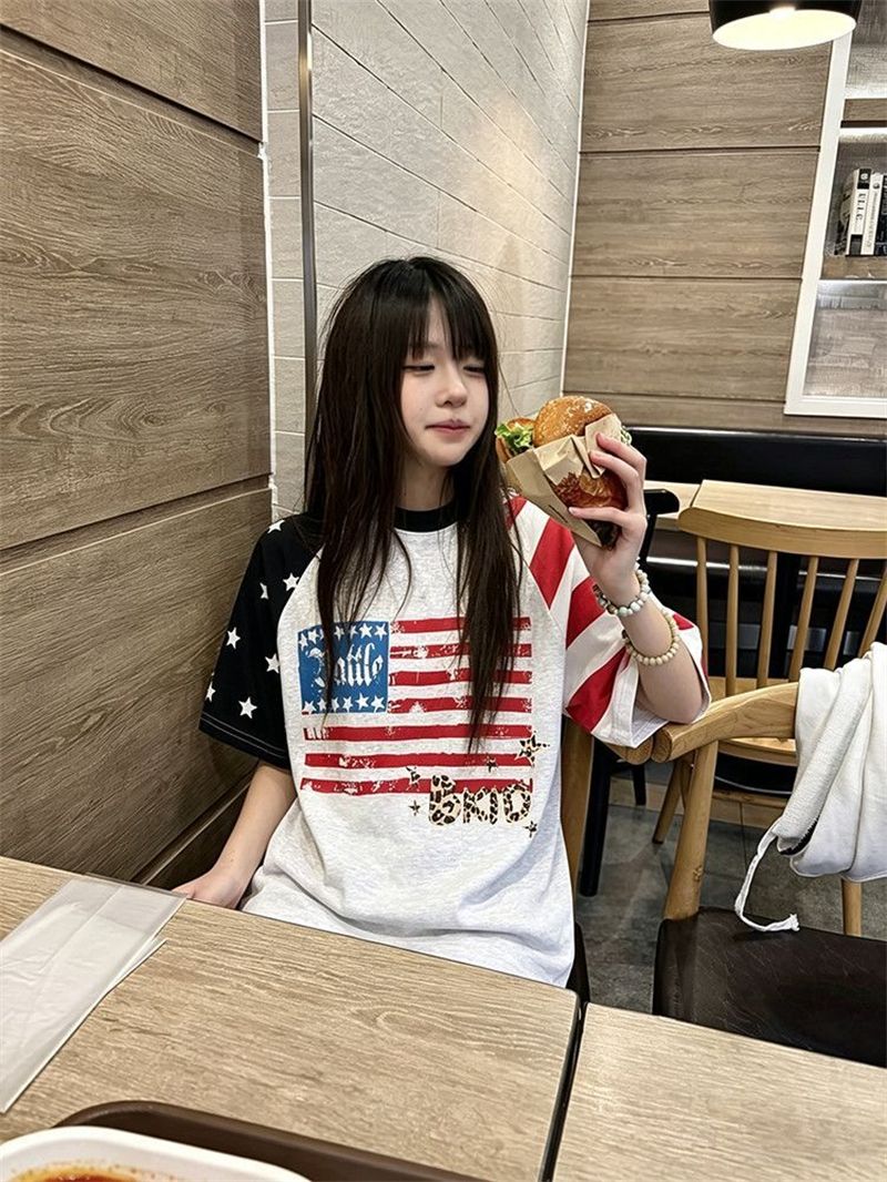 三本針+印花19支220克純棉短袖T恤男女