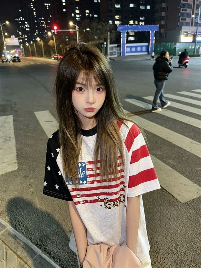 三本針+印花19支220克純棉短袖T恤男女