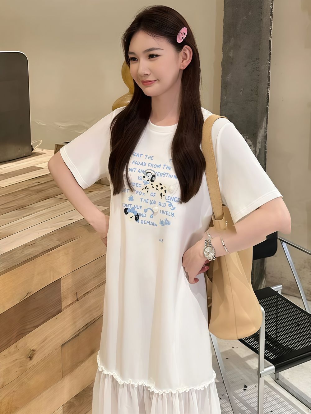 大碼胖mm巨顯瘦連衣裙寬松遮肚子雪紡拼接長裙歐貨大版夏裝