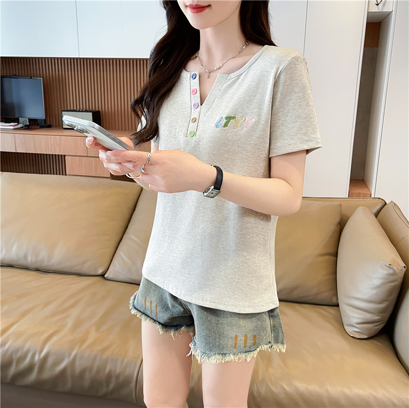 實拍純棉炸街抖音質量短袖t恤女潮新款上衣大碼女裝