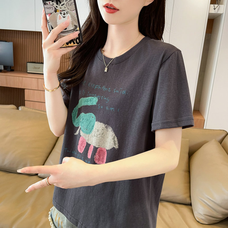 實拍 60棉40滌 微透短袖t恤女