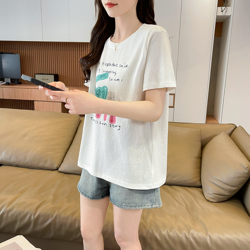 實拍 60棉40滌 微透短袖t恤女