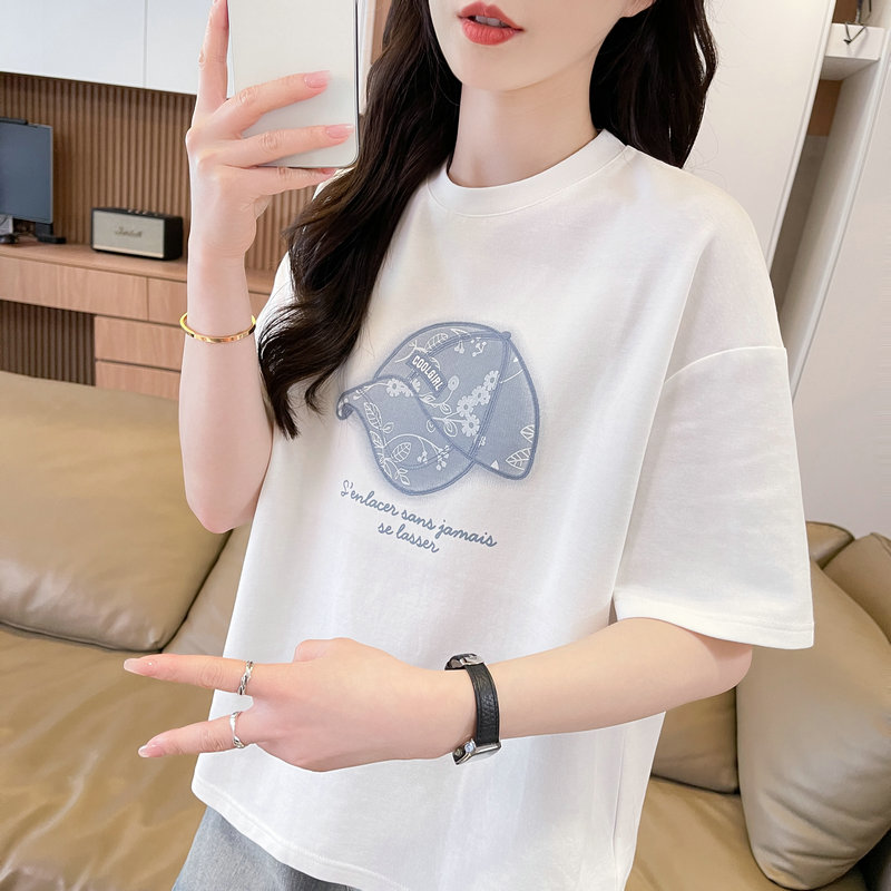 實拍炸街抖音質量原版輔料棉質短袖t恤女潮新款上衣大碼女裝