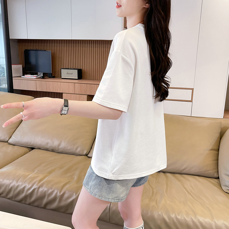 實拍炸街抖音質量原版輔料棉質短袖t恤女潮新款上衣大碼女裝