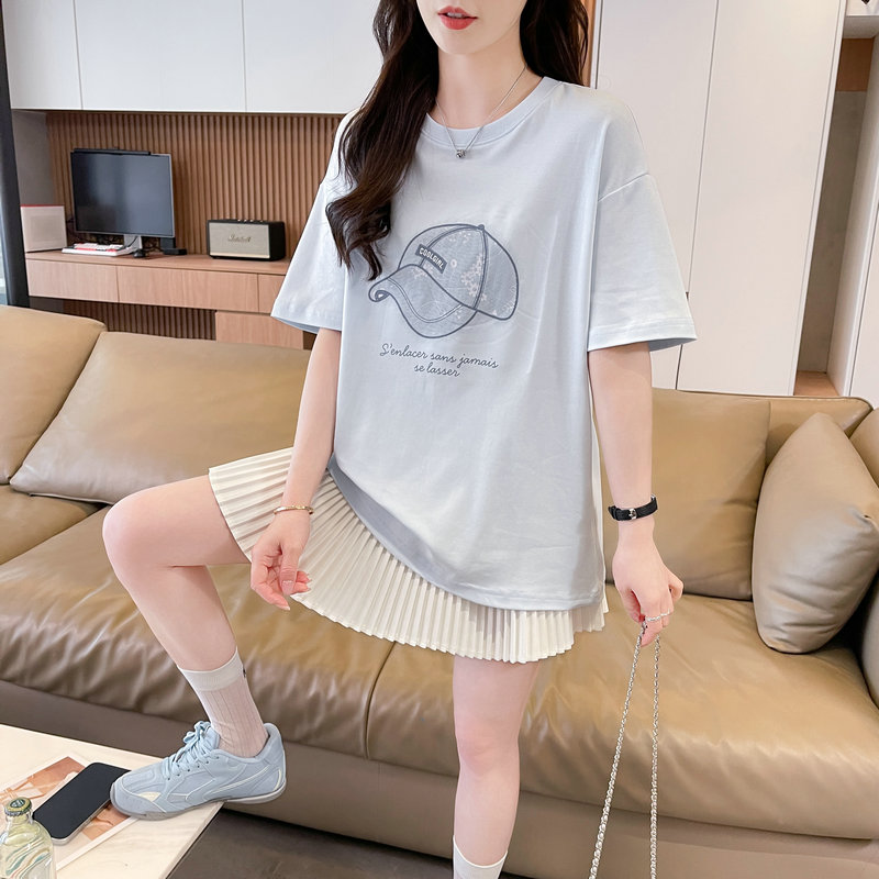 實拍炸街抖音質量原版輔料棉質短袖t恤女潮新款上衣大碼女裝