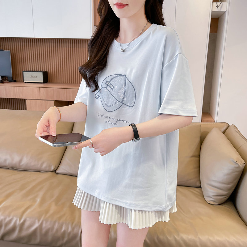 實拍炸街抖音質量原版輔料棉質短袖t恤女潮新款上衣大碼女裝