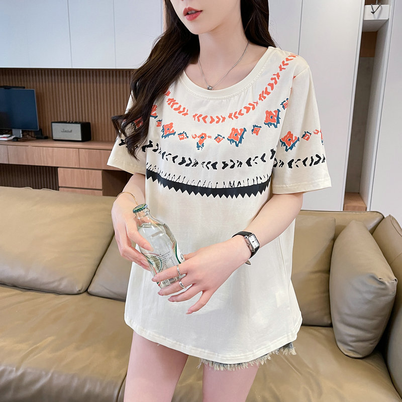 實拍炸街抖音質量原版輔料棉質短袖t恤女潮新款上衣大碼女裝