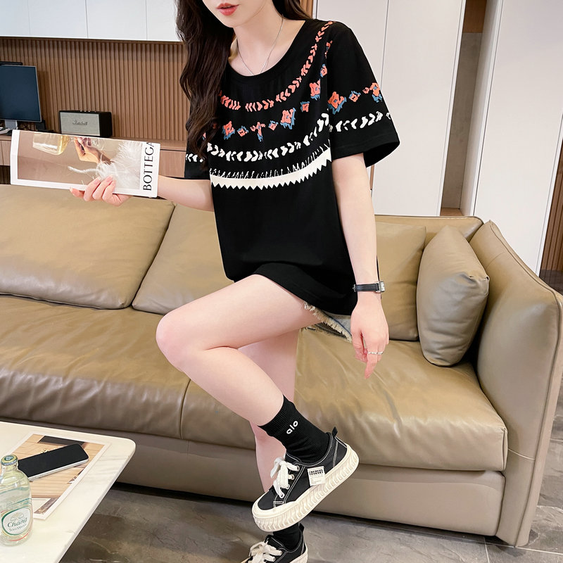 實拍炸街抖音質量原版輔料棉質短袖t恤女潮新款上衣大碼女裝