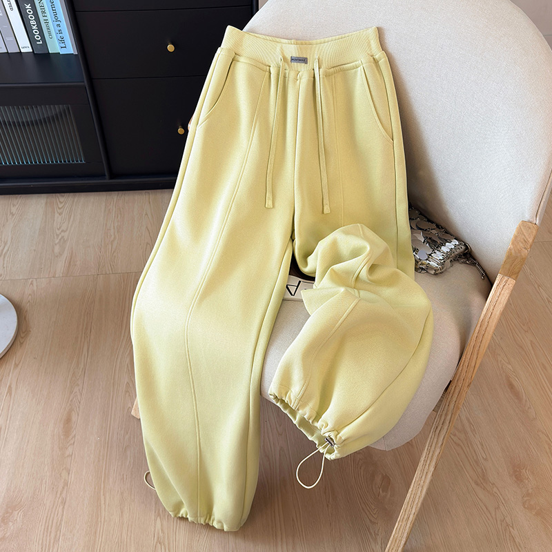 MY17098# 新款小个子休闲卫裤时尚百搭束脚直筒两穿裤女裝貨源服裝批發