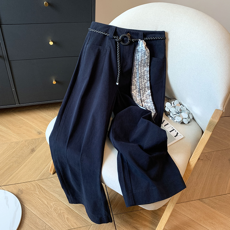 MY14224# 水洗天丝绒直筒阔腿裤新品时尚高腰显瘦宽松休闲裤长裤女裝貨...