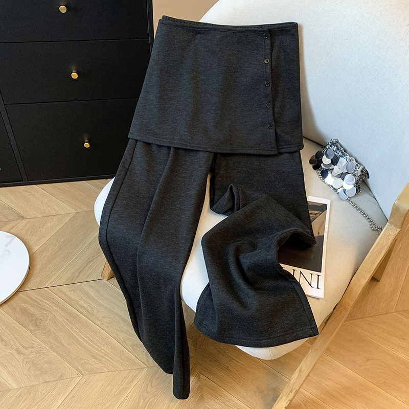 MY14227# 韩系屁帘裤羊毛裤新款瘦微喇针织时髦洋气休闲长裤女裝貨源服裝批發