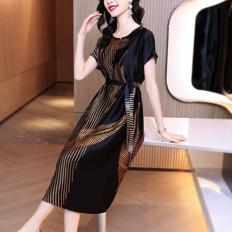 FA32328# 夏季新款重磅真丝连衣裙女高档桑蚕丝长裙 服裝批發女裝批發服飾貨源