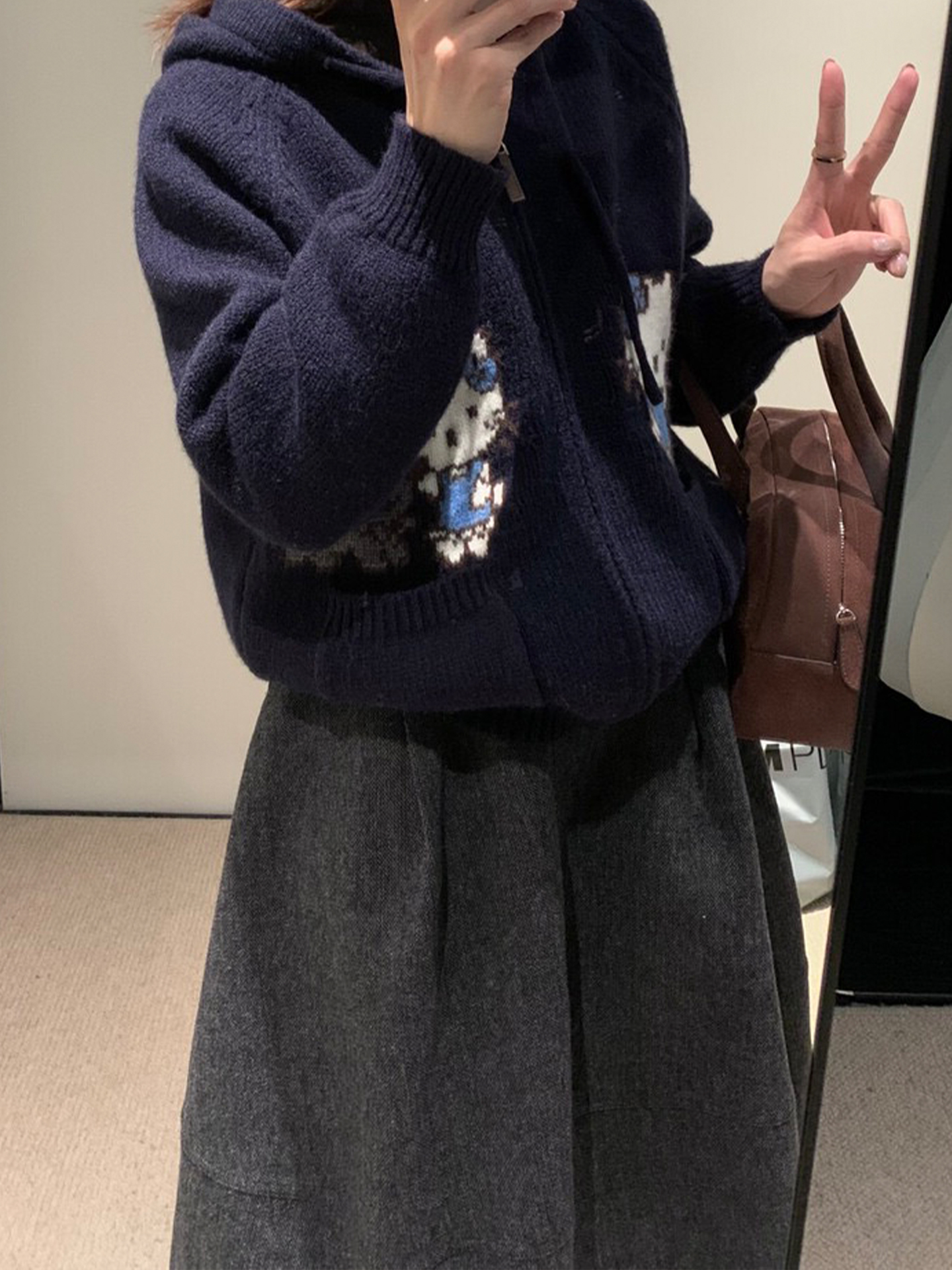 強烈推薦！復古毛呢A版半身裙女秋冬新款韓系極簡壓褶顯瘦中長裙