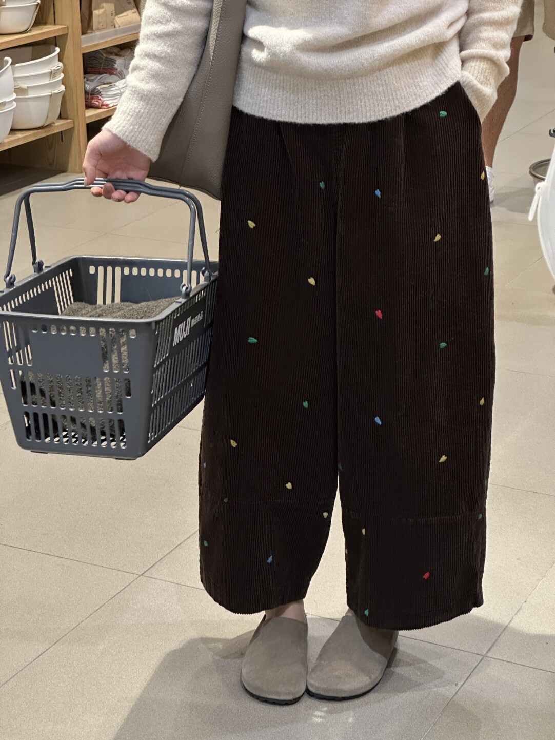 日系愛心刺繡燈芯絨寬松燈籠褲氣球褲