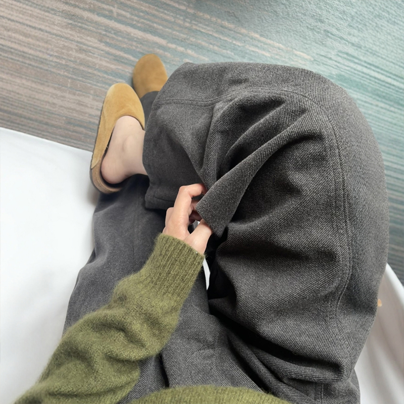 灰色加厚毛呢闊腿褲子大碼秋冬小個子休閑運動衛褲今年流行梧桐褲
