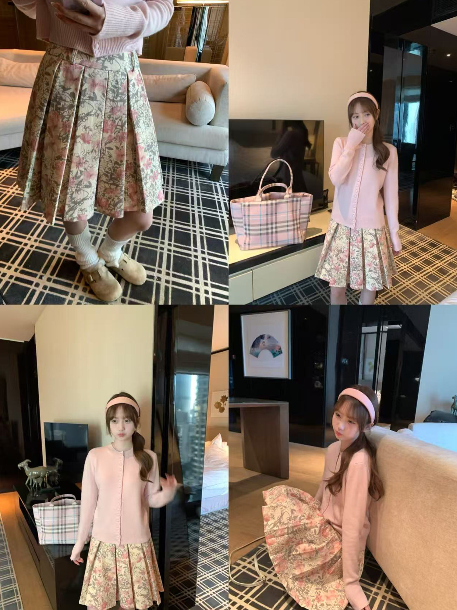 復古碎花百褶半身裙女2026新款油畫感高腰顯瘦A字短裙