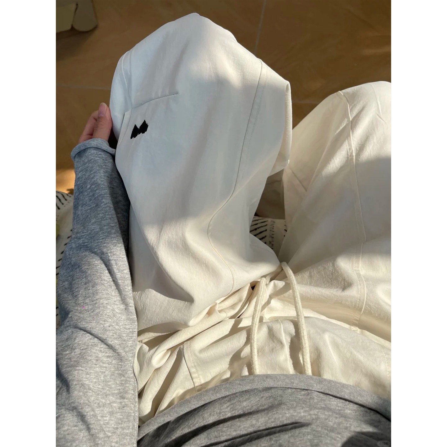 白色工裝褲女款小個子直筒休閑褲子大碼胖mm顯瘦闊腿褲梨形報恩褲