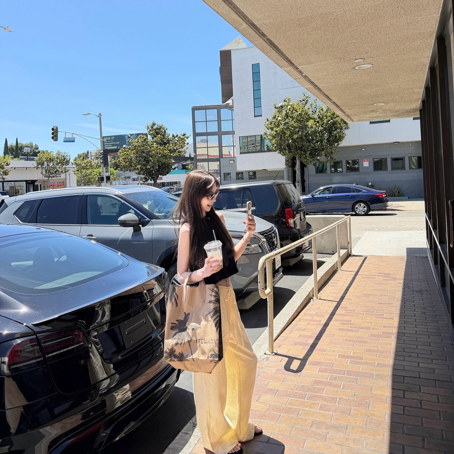 高品質寬松自然空氣感抽繩休閑褲女松弛感長褲