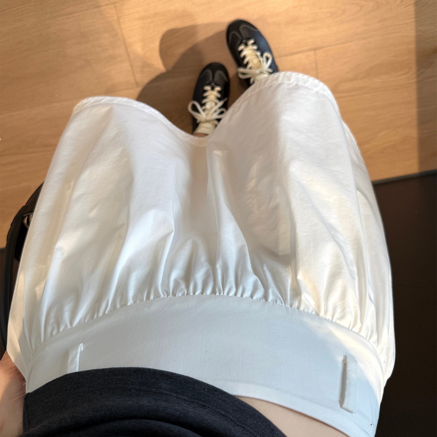 花邊拼接寬腰頭白色半身裙2026夏季新款顯瘦純色A字裙女