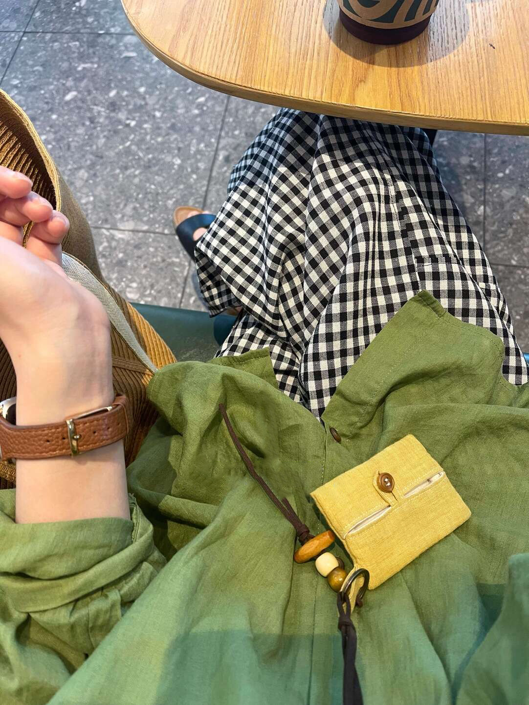 格紋闊腿褲棉麻女黑白格子寬松顯瘦休閑褲通勤韓系 · 黑白格