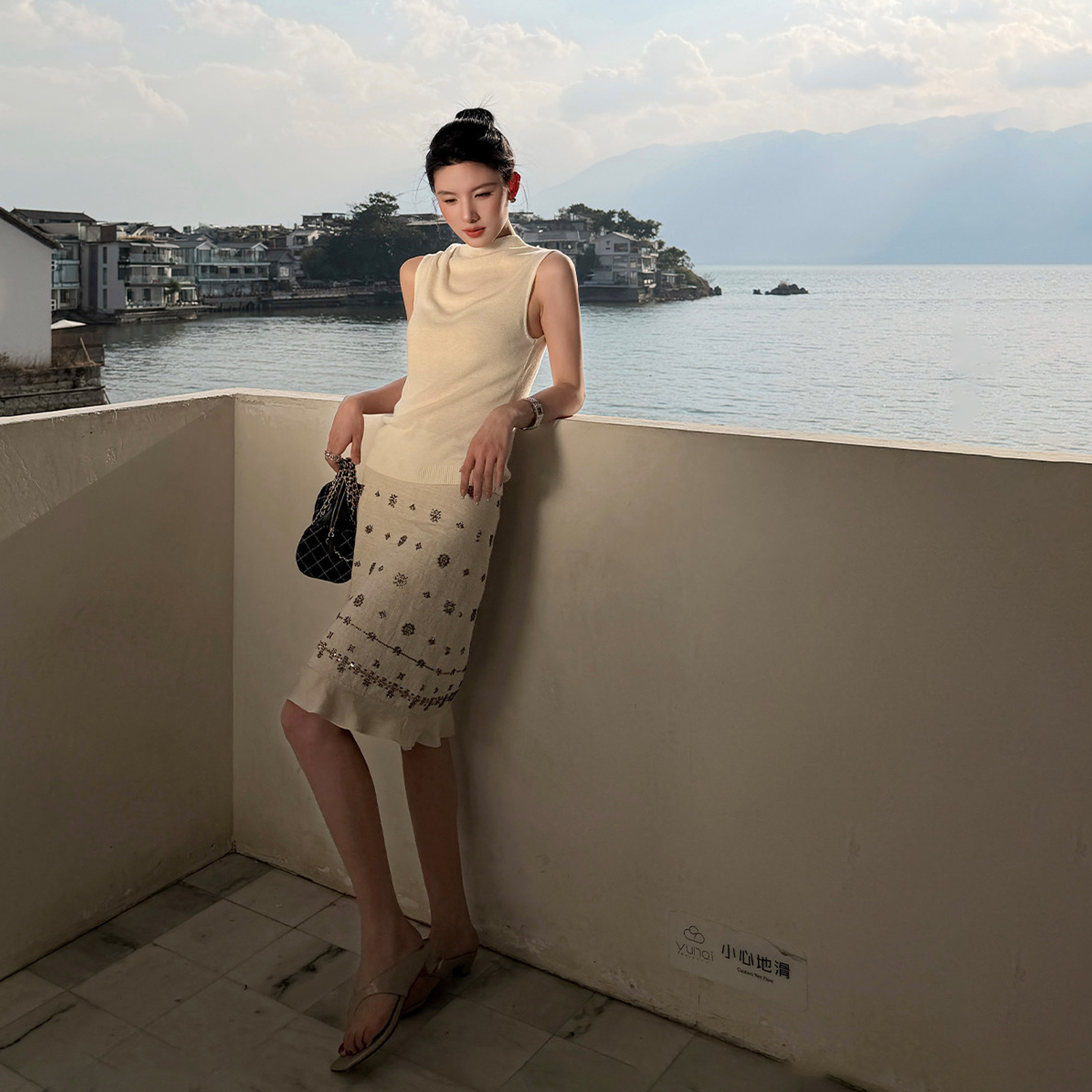 '漫野半裙'夏季半身裙女2026新款重工鑲嵌珠管波西米亞風半裙