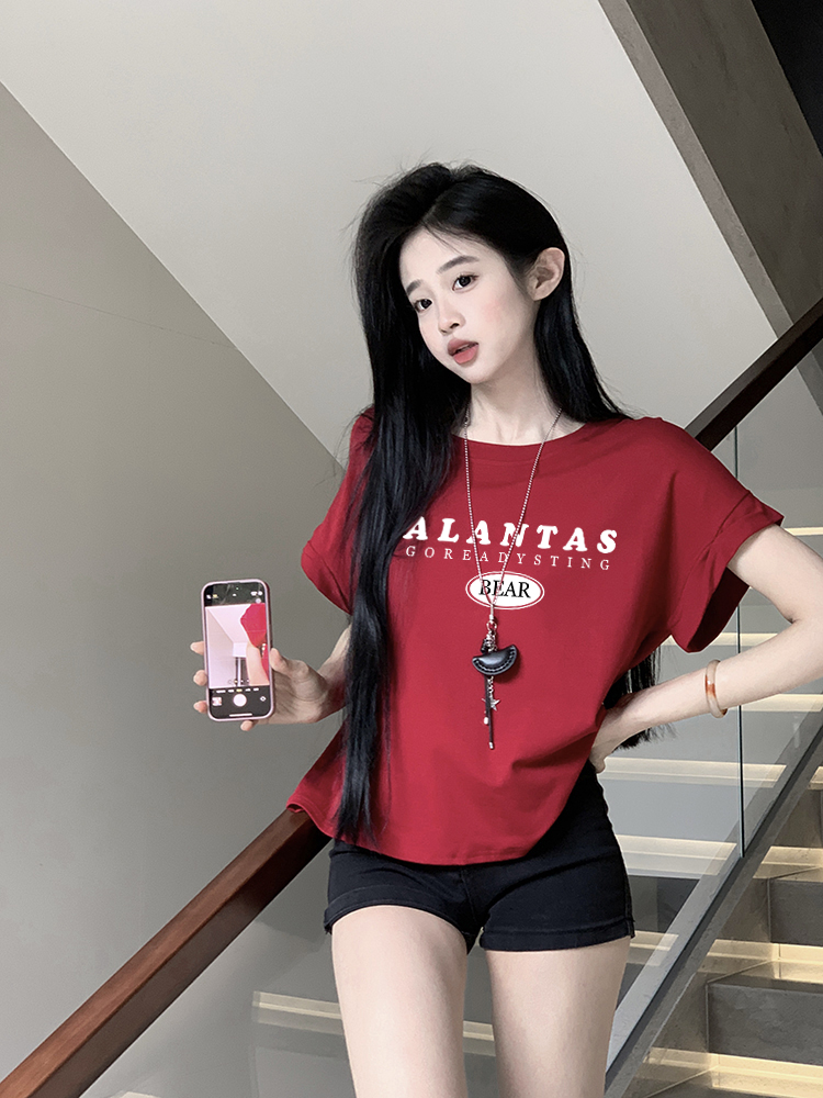 FA32896# 印花圆领短袖T恤女上衣 服裝批發女裝批發服飾貨源