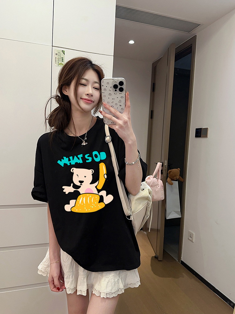 FA32890# 原创印花纯棉短袖T恤女印花半袖上衣 服裝批發女裝批發服飾貨源