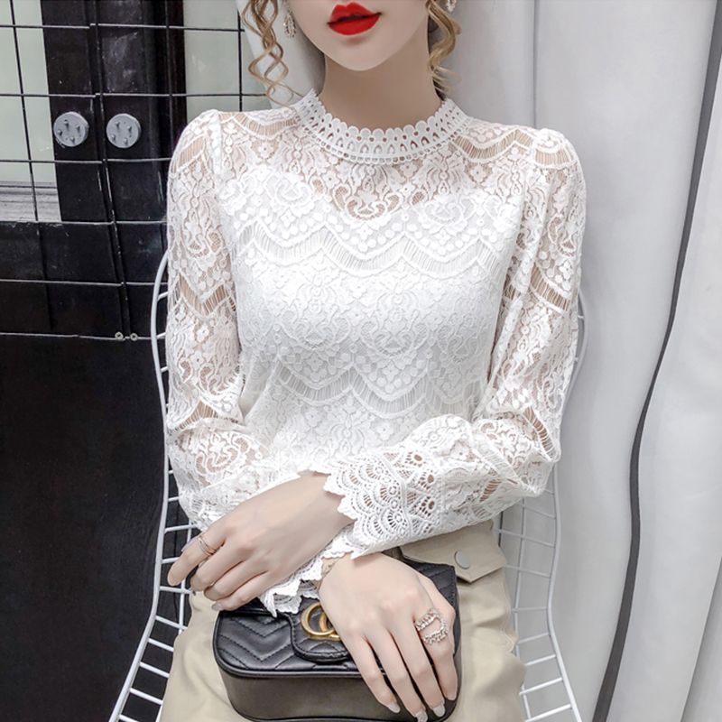 MY17069# 欧货蕾丝打底衫新款韩版内搭网纱上衣洋气女裝貨源服裝批發
