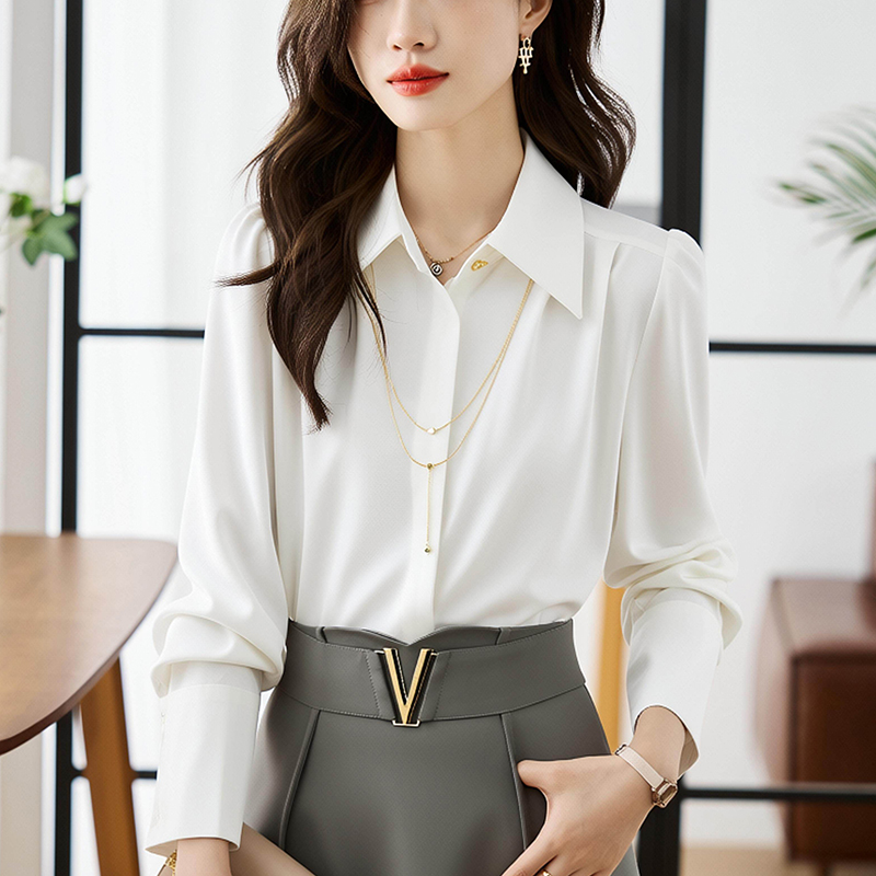 2026春秋新款女裝黑色長袖襯衫今年流行漂亮小衫上衣氣質送項鏈