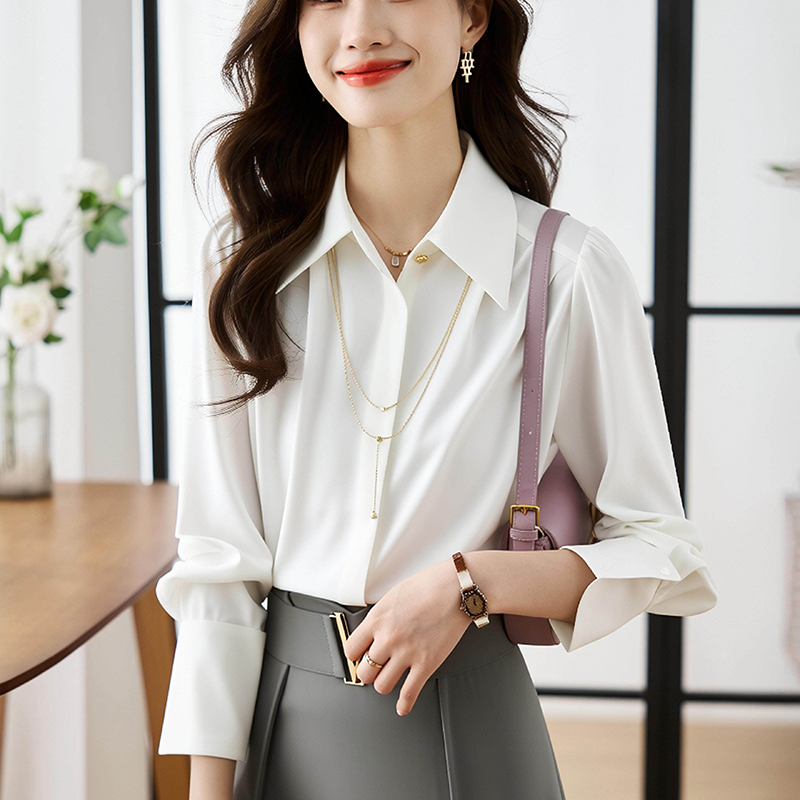 2026春秋新款女裝黑色長袖襯衫今年流行漂亮小衫上衣氣質送項鏈