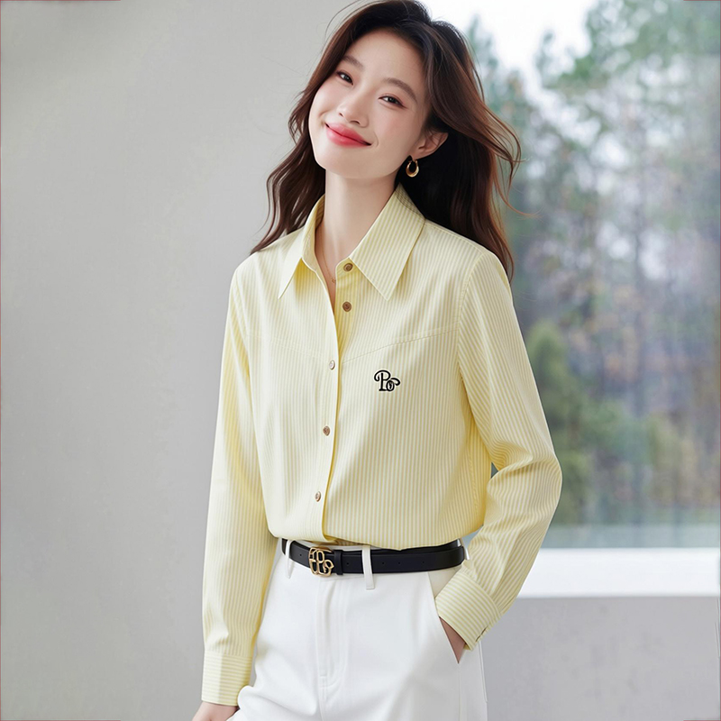 原創刺繡條紋襯衫女長袖夏季新款復古寬松休閑百搭防曬服襯衫外套