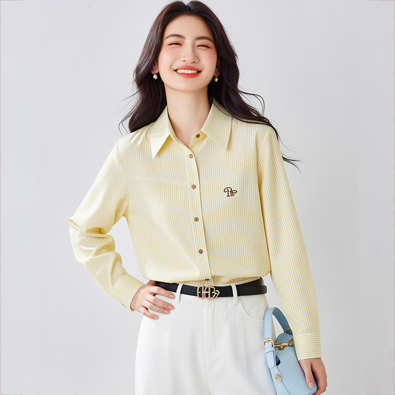 原創刺繡條紋襯衫女長袖夏季新款復古寬松休閑百搭防曬服襯衫外套
