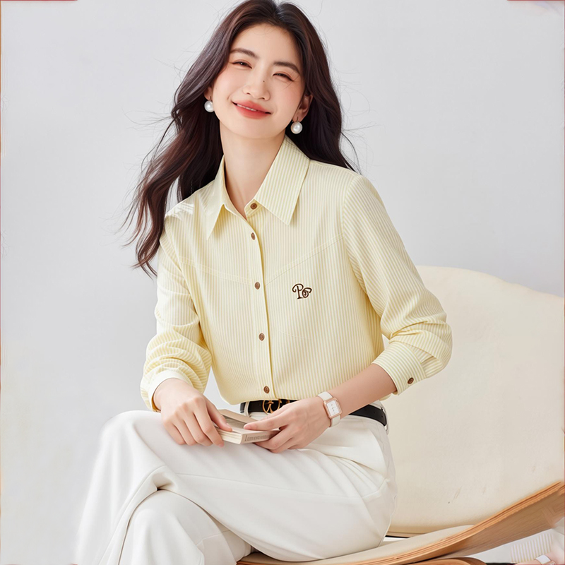 原創刺繡條紋襯衫女長袖夏季新款復古寬松休閑百搭防曬服襯衫外套