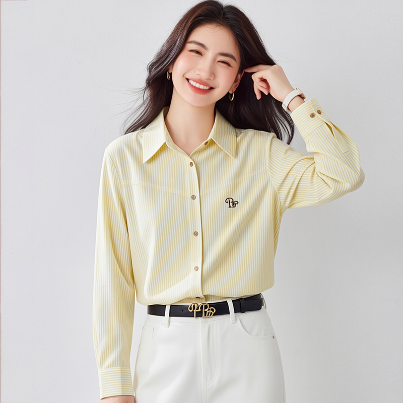 原創刺繡條紋襯衫女長袖夏季新款復古寬松休閑百搭防曬服襯衫外套