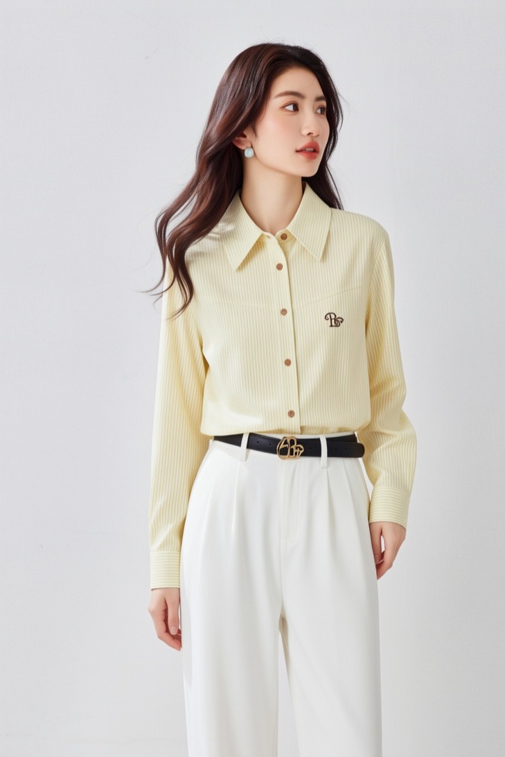 原創刺繡條紋襯衫女長袖夏季新款復古寬松休閑百搭防曬服襯衫外套