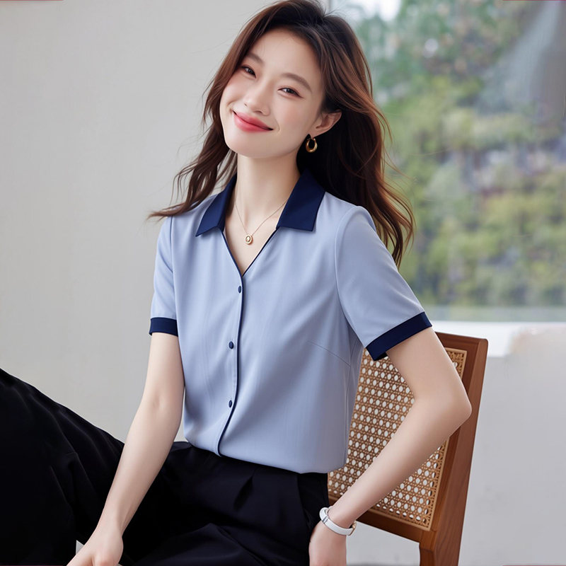襯衫女2026夏季新款設計感小眾復古港味短袖雪紡衫襯衣女寬松上衣