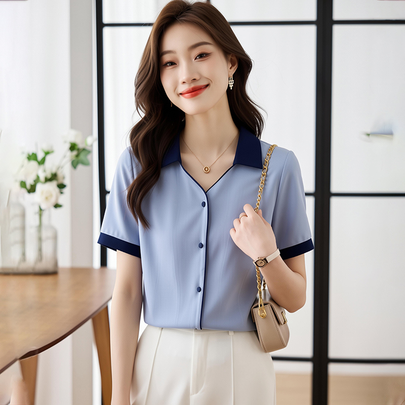 襯衫女2026夏季新款設計感小眾復古港味短袖雪紡衫襯衣女寬松上衣