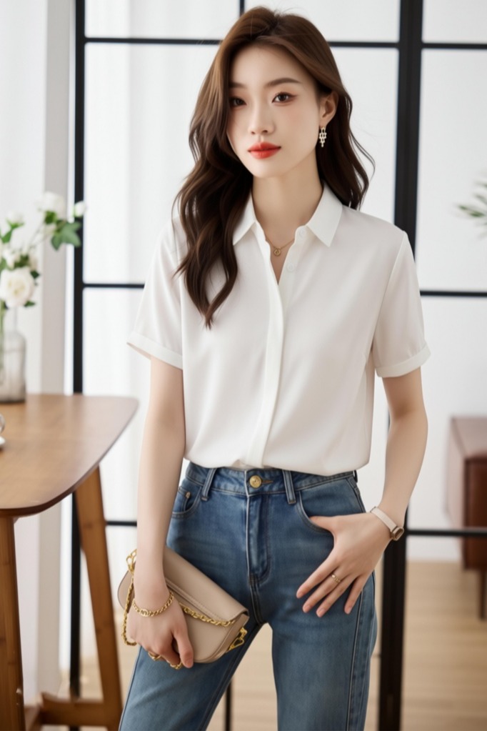 2026夏季新款緞面短袖襯衫女設計感小眾輕熟職業襯衣雪紡女上衣